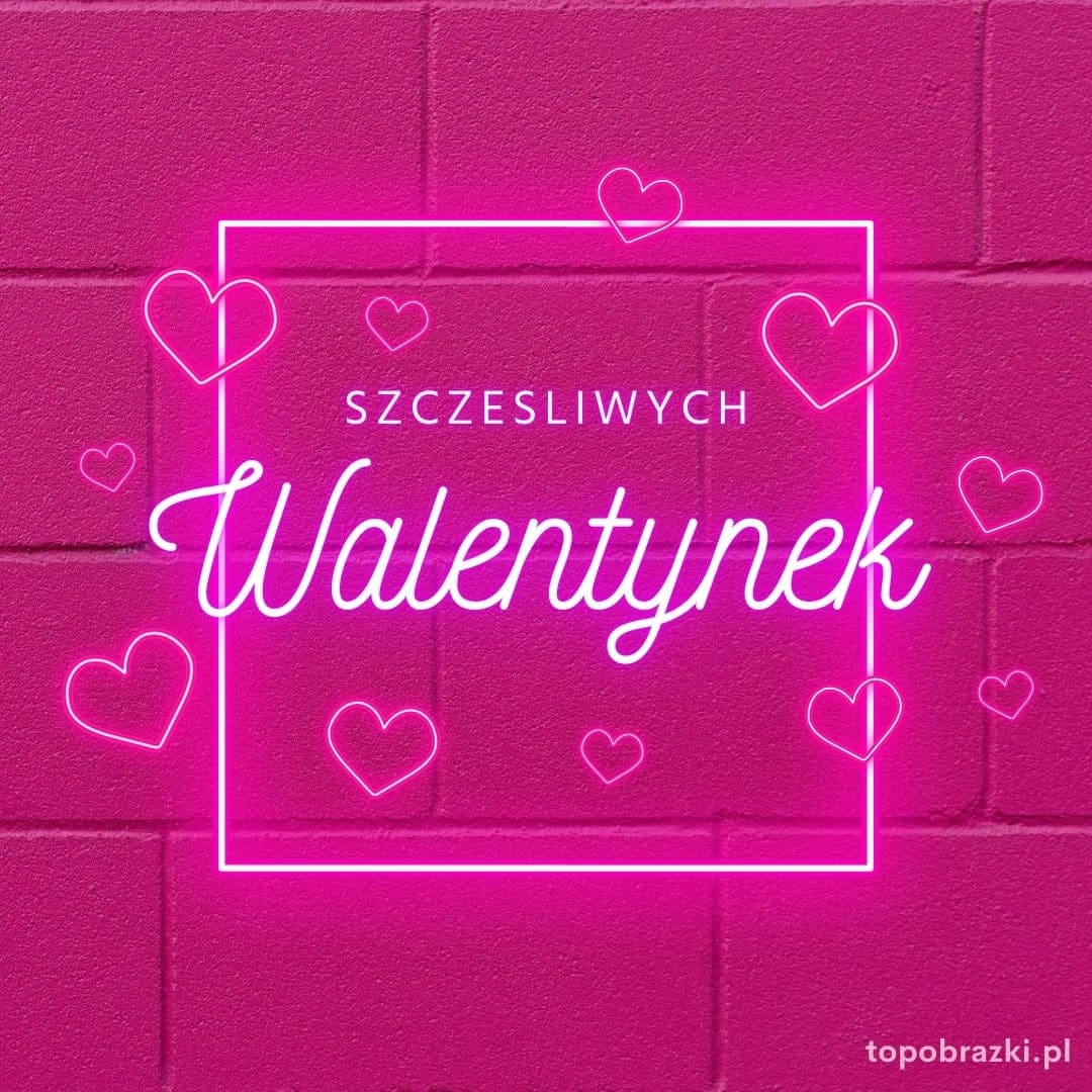Kartka na Walentynki z serduszkami na różowym tle.